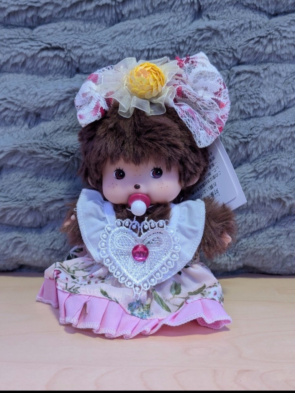 Cute Pink Floral Plush Doll keychain with Pacifier
